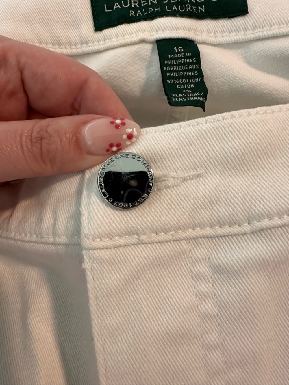 Ralph Lauren Jeans Co Size 16 White Straight Leg Jeans Ankle Zip 27” Inseam EUC - Picture 10 of 11